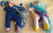 TY Sparkle W/ Tags 2 My Little Pony Princess LUNA CELESTIA Beanie Unicorn 9"