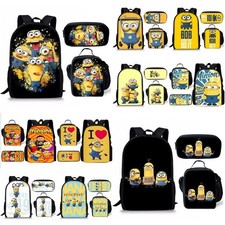Kids Minions Despicable Me 4 School Backpack Bookbag Lunch Bag Pencil Case Gift