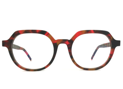 Tom Davies Eyeglasses Frames TD687 Col. 1977 Black Red Hexagonal 50-20-140