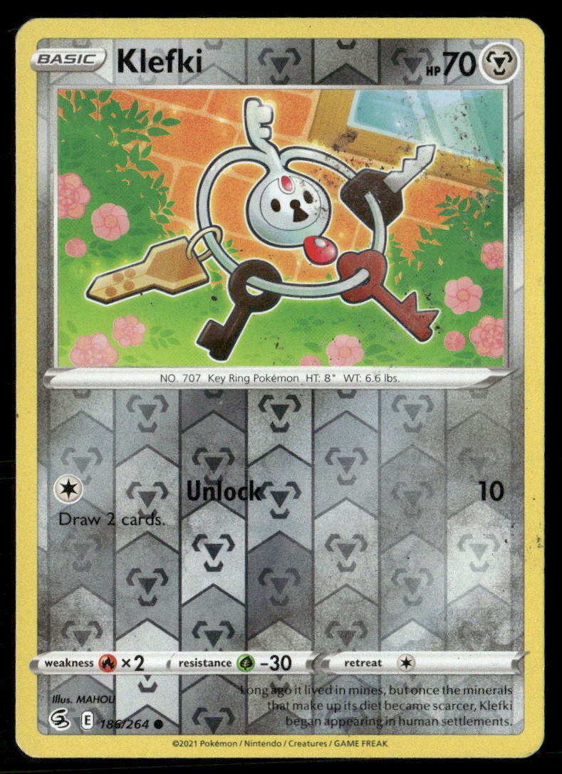 Klefki Fusion Strike 186/264 Common Reverse Holo Pokemon Near Mint