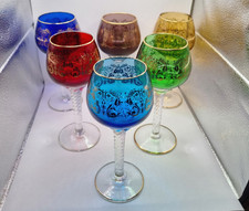 Set of 6 crystal glasses multicoloured