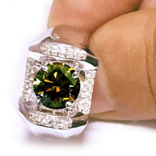 3 Ct Vvs1. Champagne Round Moissanite Wedding Men's Ring Sterling Silver Size 9