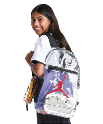 Jordan Clear TPU Backpack Black Red Jumpman School Stadium Bag NWT
