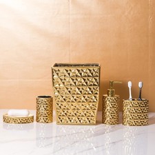 Bathroom Accessories Set 5 Piece Bath Ensemble Includes Trash Can,Toothbrush ...