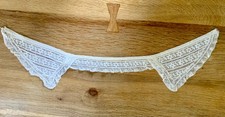 Antique Edwardian Embroidered Cotton Lace Collar   Sailor V Neck Floral Eyelet