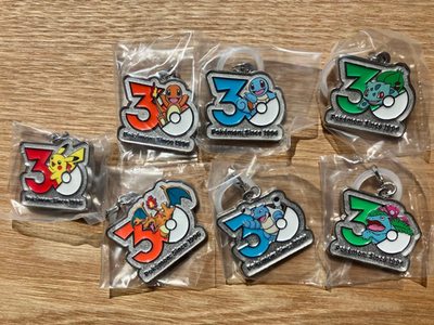 Pokemon 30th Anniversary Metal Charm Mascot Keychain Full Set of 7