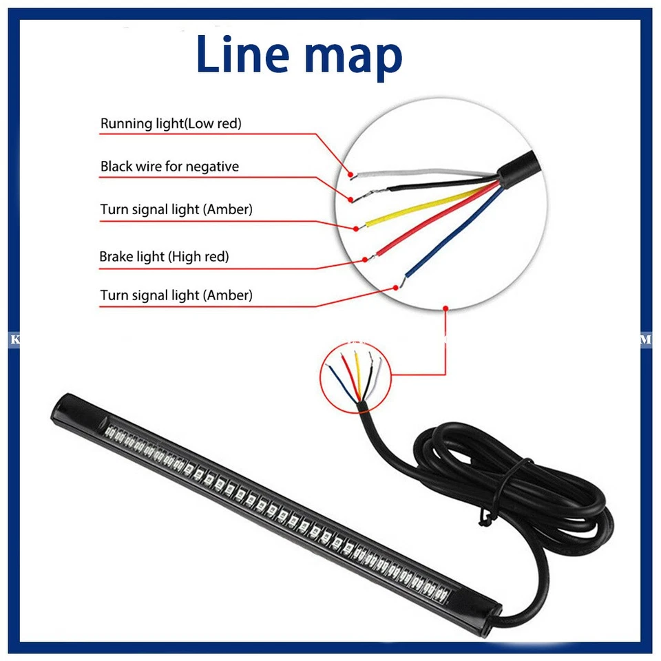 2x 8"" apto para horquilla delantera moto intermitente/tira de luz LED de giro de dos colores Foto 3 de 4