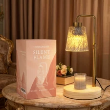 Gold Candle Warmer Lamp, Adjustable Glass Lamp Warmer Lamp with Timer