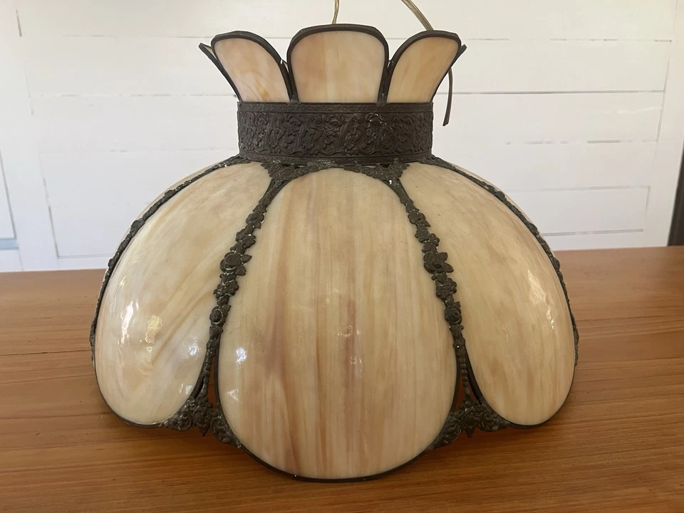 Lámpara colgante vintage de pantalla de vidrio de escoria Meyda Annabelle Foto 4 de 4