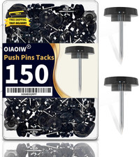 150 PCS Flat Black Push Pins for Wall Clear Thumb Tacks for Walls Flat Thumbtack