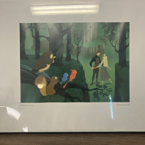 Walt Disney Sleeping Beauty 1959 Print Woodland Dance Framed Wall Hanging 14”x11 - Picture 8 of 14