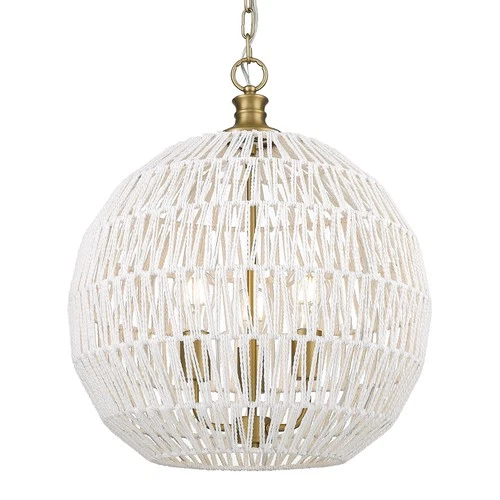 Golden Lighting 6933-3P Florence 3 Light 19"W Cage Pendant - Brushed Champagne - Picture 1 of 12