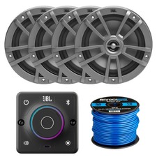 JBL AURA Bluetooth Receiver, 4x JBL 6.5" 180W Max Marine Boat Speakers Wire