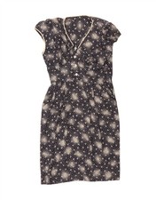 VINTAGE Womens Basic Dress UK 16 Large Navy Blue Spotted CS08