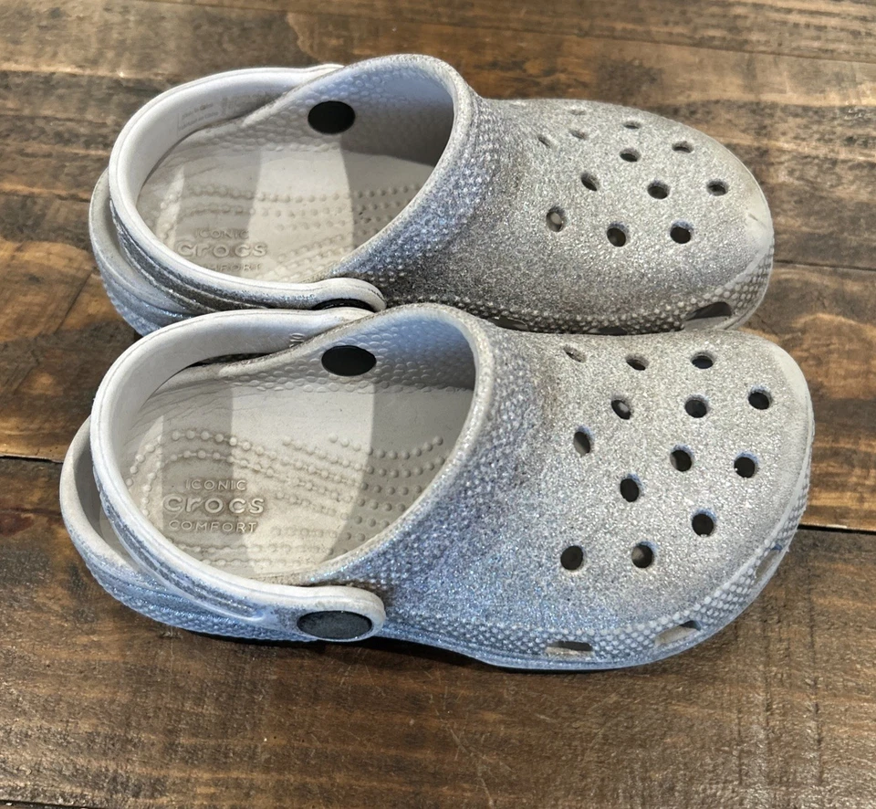 Zuecos Crocs NIÑAS PEQUEÑAS plateados Bling talla C10 Foto 3 de 4