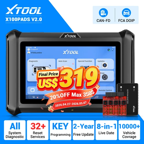 2026 XTOOL X100PADS 2.0 OBD2 Diagnostic Scanner Tool Key Programming 32 Services