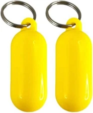 2 Pcs Yellow Floating Keychain Pills-Shape Float Key Rings for Boat Sailings Kay