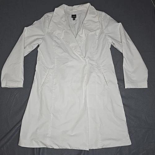 VETEMENTS Eileen Fisher Trench Cappotto Tessuto Giacca Leggero Cotone Nylon Misto Osso Bianco