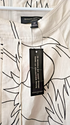 Banana Republic Leinenmischung Minikleid Stonewashed tropischer Druck Größe 10 neu mit Etikett - Bild 4 von 8