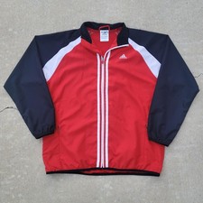 Vintage Y2K Adidas Track Suit Jacket Red Windbreaker 2000s 3 Stripe Climaproof