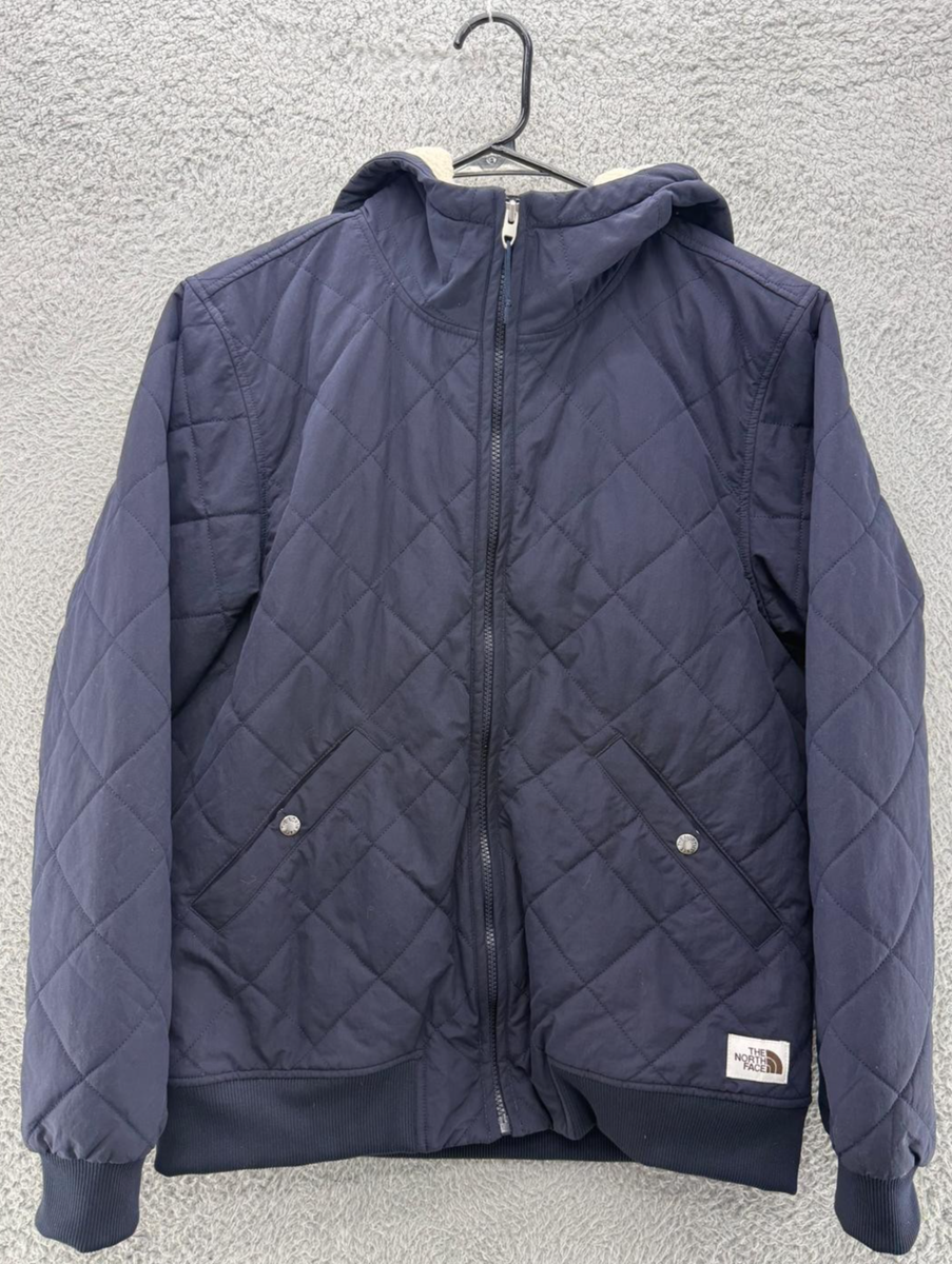 The North Face Quilted Bomber Jacket Men's M Navy Insulated Fleece
