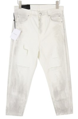 BALMAIN Men Jeans 29 White Distressed Straight Fit Destroyed Look