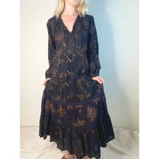 ULLA JOHNSON Varanasi Black Floral Long Sleeve Cotton Maxi Dress NWT US 4