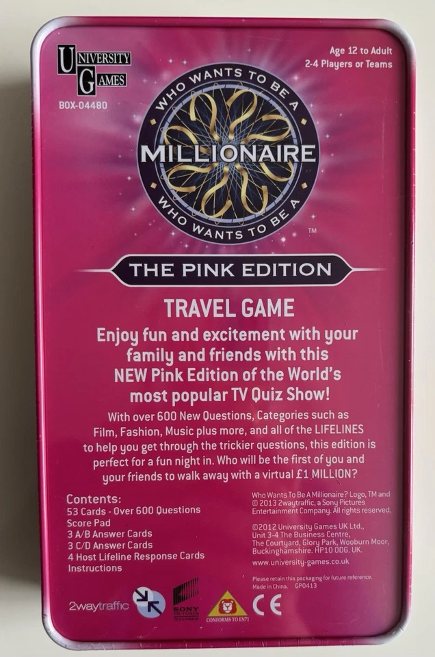 Who Wants To Be A Millionaire The Pink Edition Travel Game (New Sealed)  - Image 2 of 4