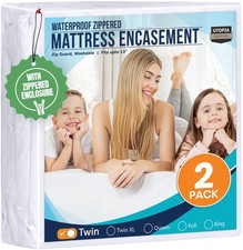 Utopia Bedding Twin Mattress Protector Zippered Pack of 2 , 100 Waterproof...