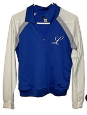 WET SEAL JUNIOR JACKET BLUE WHITE INITIAL L SIZE LARGE NEW