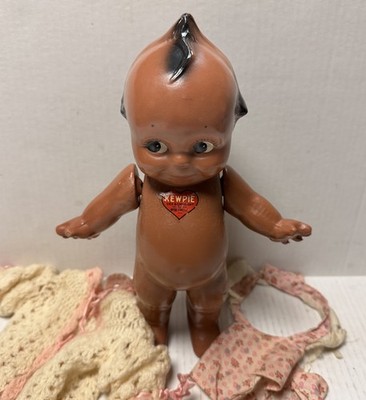 Antique Rose O'Neill Black Kewpie Jointed Composition Doll Red