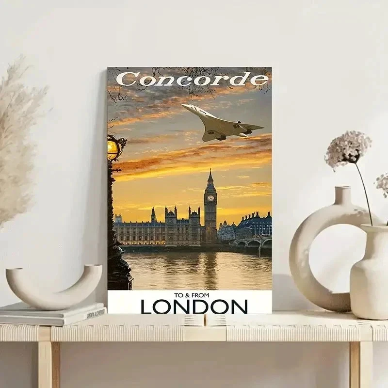 London Concorde Sunset Big Ben & Thames Travel Poster Choose Your Size - Image 2 of 2