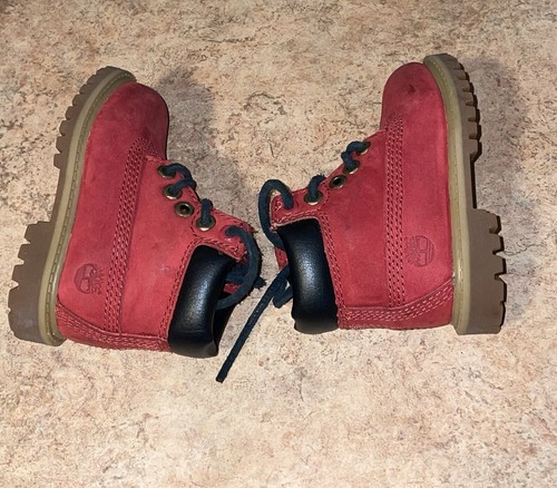 Timberland Boots Toddler Size 4 Red Suede 6588R 6” Shoes Y2K Hip Hop Streetwear - Picture 13 of 24