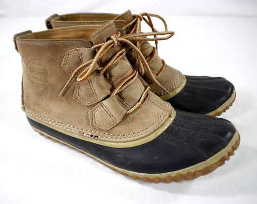 Sorel Boots Women's 7 Out N About Ankle Leather Duck Rubber NL2133-286 Brown - Picture 3 of 9