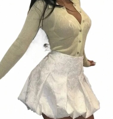 S ring balloon skirt ホワイト　theredthread THEREDTHREAD】S strap balloon skirt