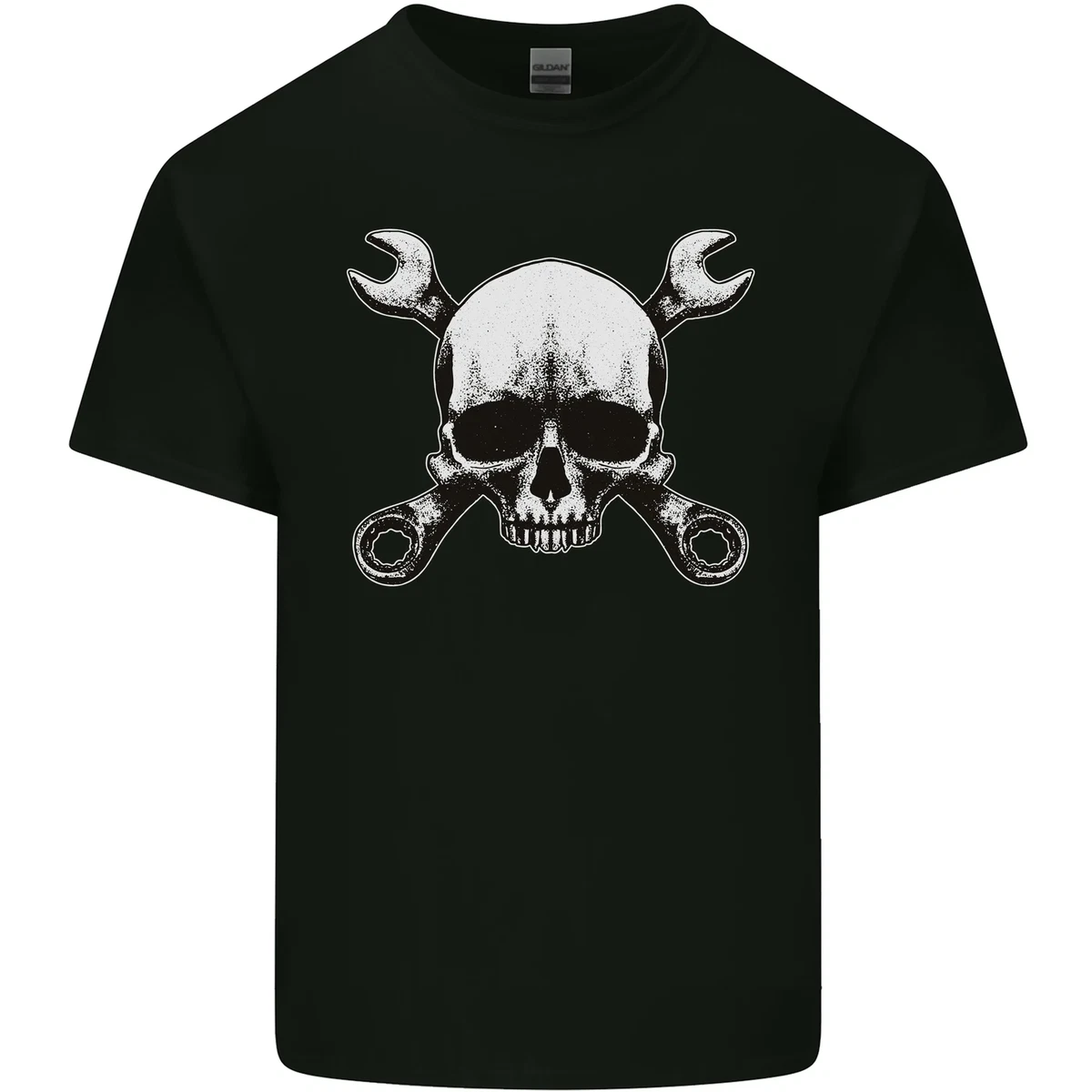 Spanner Skull Mechanic Car Biker Motorbike Mens Cotton T Shirt Tee