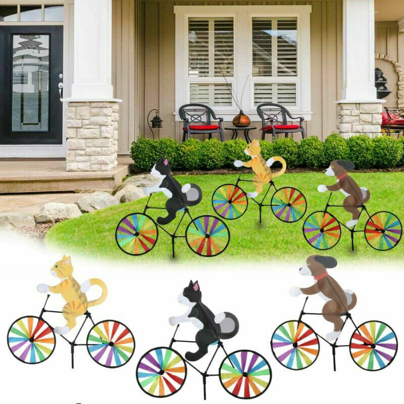 3D Garden Animal on Bike Windmill Wind Spinner Whirligig Outdoor Lawn Yard Decor
