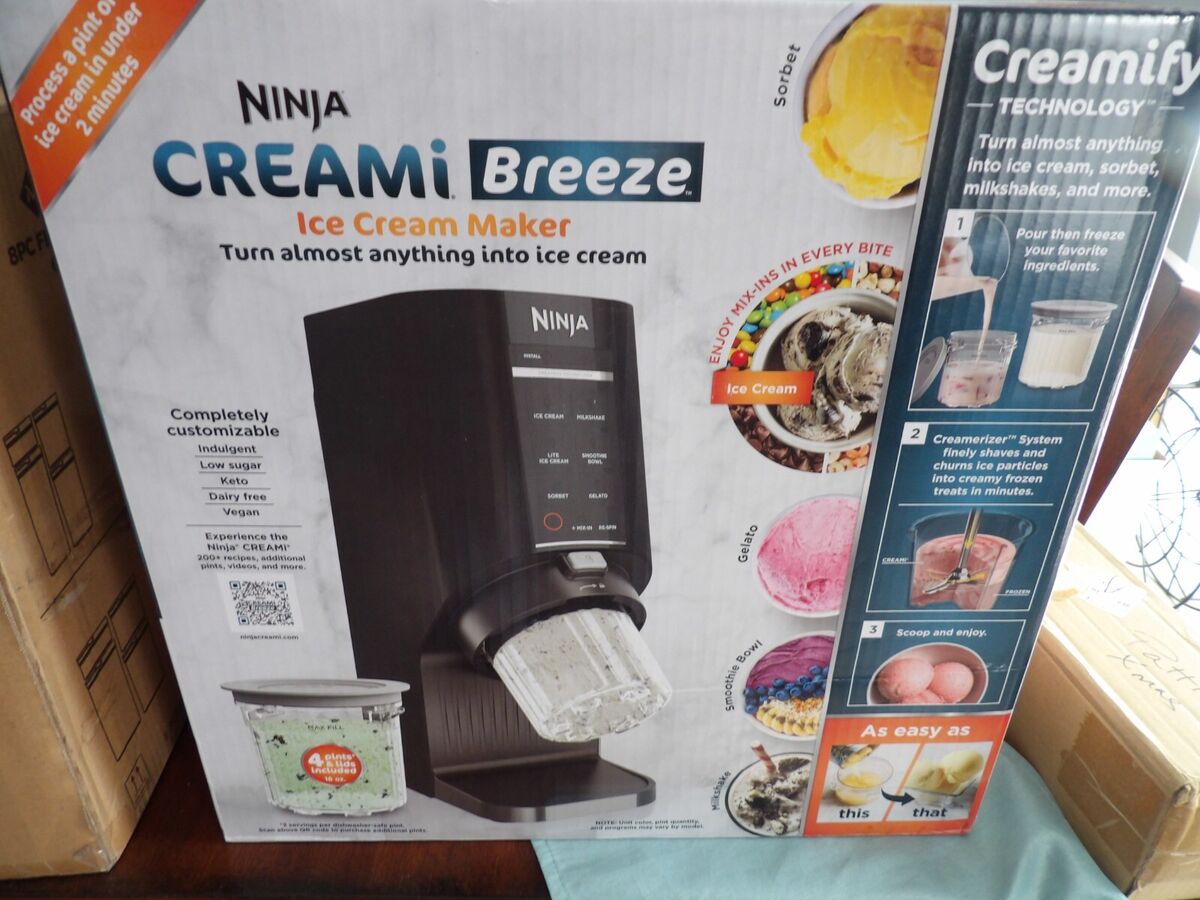 Ninja CREAMi Breeze 7 One Touch Programs, 4 Pints, Ice Cream