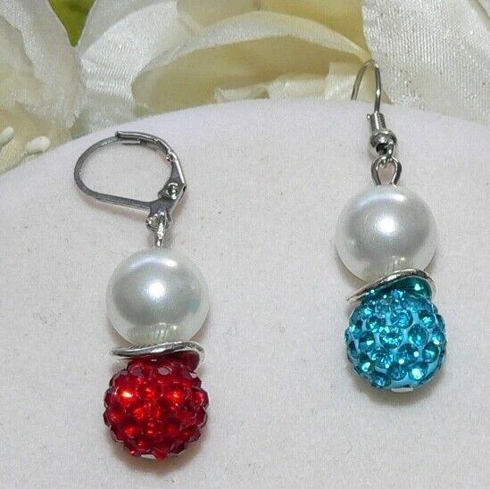 Ohrring Hänger Glass weiss Strass Kristall Shamballa Clay 10mm  28Farben 441e - Bild 4 von 4