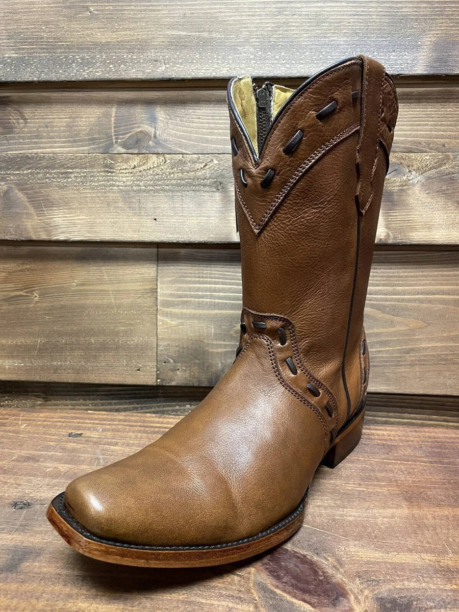 Men s Genuine Leather Boots Urban Dubai Square Toe Honey With