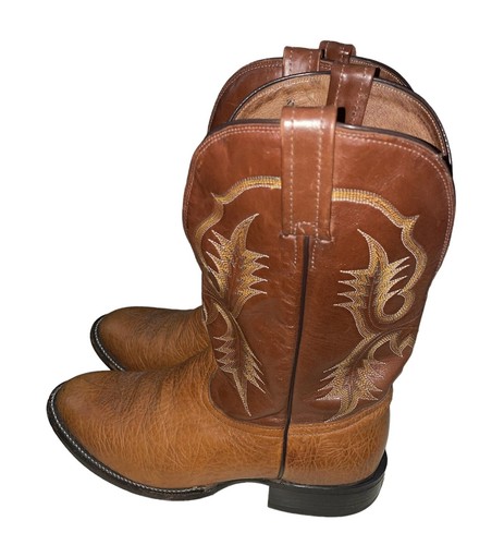Tony Lama Western Cowboy Boots CT2023 Tan Aztec Shrunken Shoulder 2Tone Mens 9EE