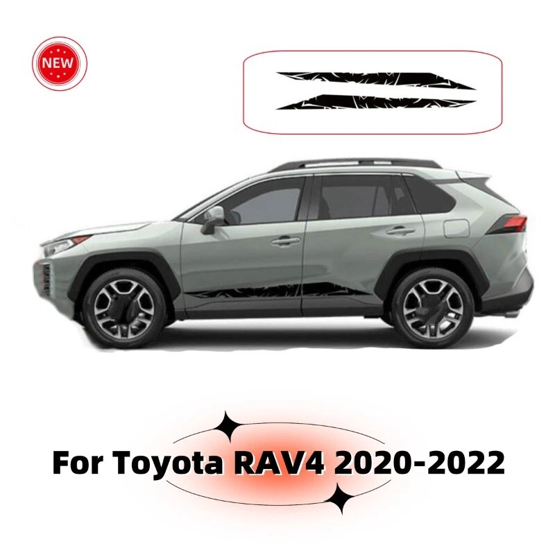 Kit de calcomanías adhesivas para puerta lateral a rayas de vinilo de carreras para Toyota RAV4 2020-2022 Foto 4 de 4