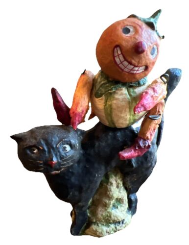 Debbee Thibault Halloween Cat Man Pumpkin Figurine Signed Limited #464/2500 - Picture 2 of 9