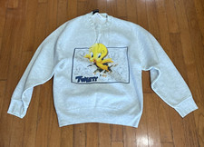  Vintage 1995 Looney Tunes Warner Bros Store Tweety Size Small Grey Sweatshirt