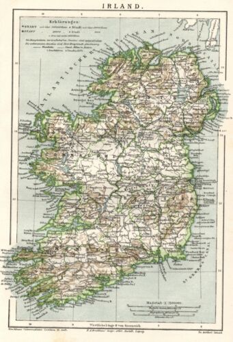 1902 = IRLANDA Ireland = Antica Mappa = OLD MAP - Picture 1 of 1