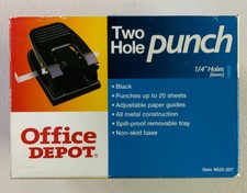Office Depot Heavy-Duty Two-Hole Punch - 20 Sheet Cap- 9/32" - Black