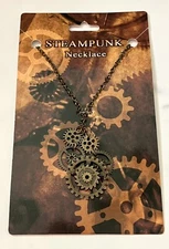Steampunk Gold Metal Gears In Motion Pendant Chain Necklace Fashion Jewelry NEW