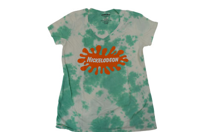 Nickelodeon Juniors Splat Logo Tie-Dye V-Neck Shirt New S, M, L, XL, 3XL, 3XL