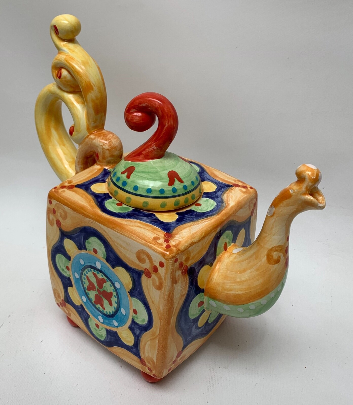 Beautiful Festin Coquin Art Pottery France Whimsical Square Footed
