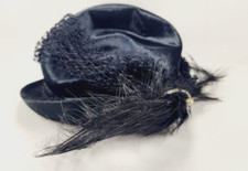 Vintage woman's black hat with feathers and decor Linda Jane